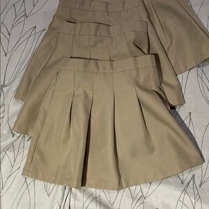 4 pcs Tan Pleated Uniform Skort Skirt
